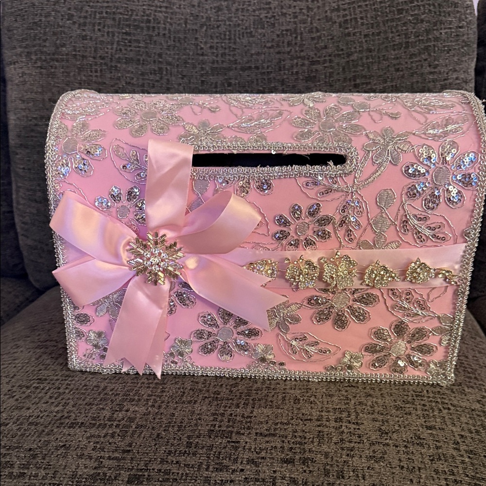 Pink and Silver Floral Embellished Box